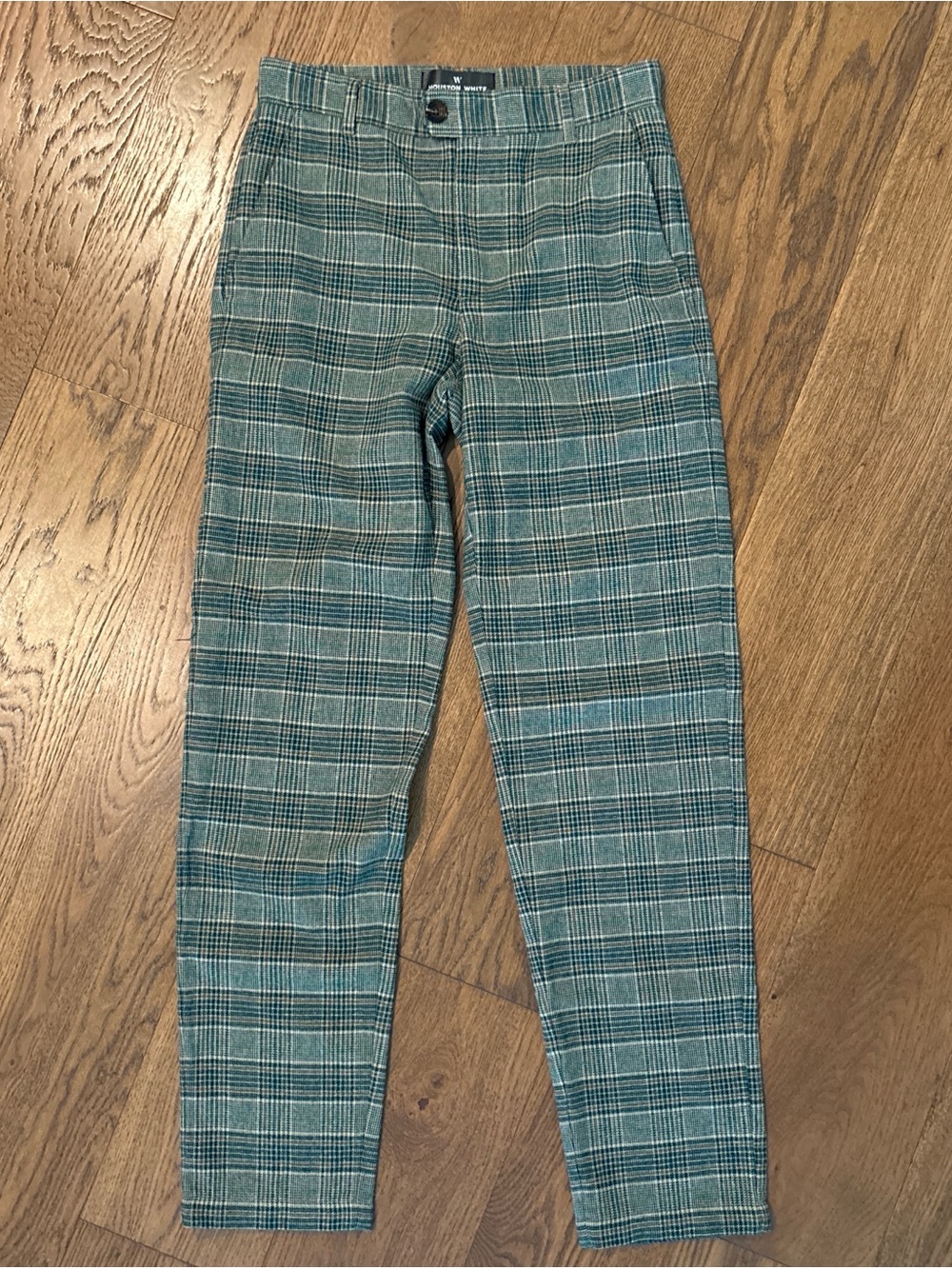 Houston White Green Plaid Dress Trousers